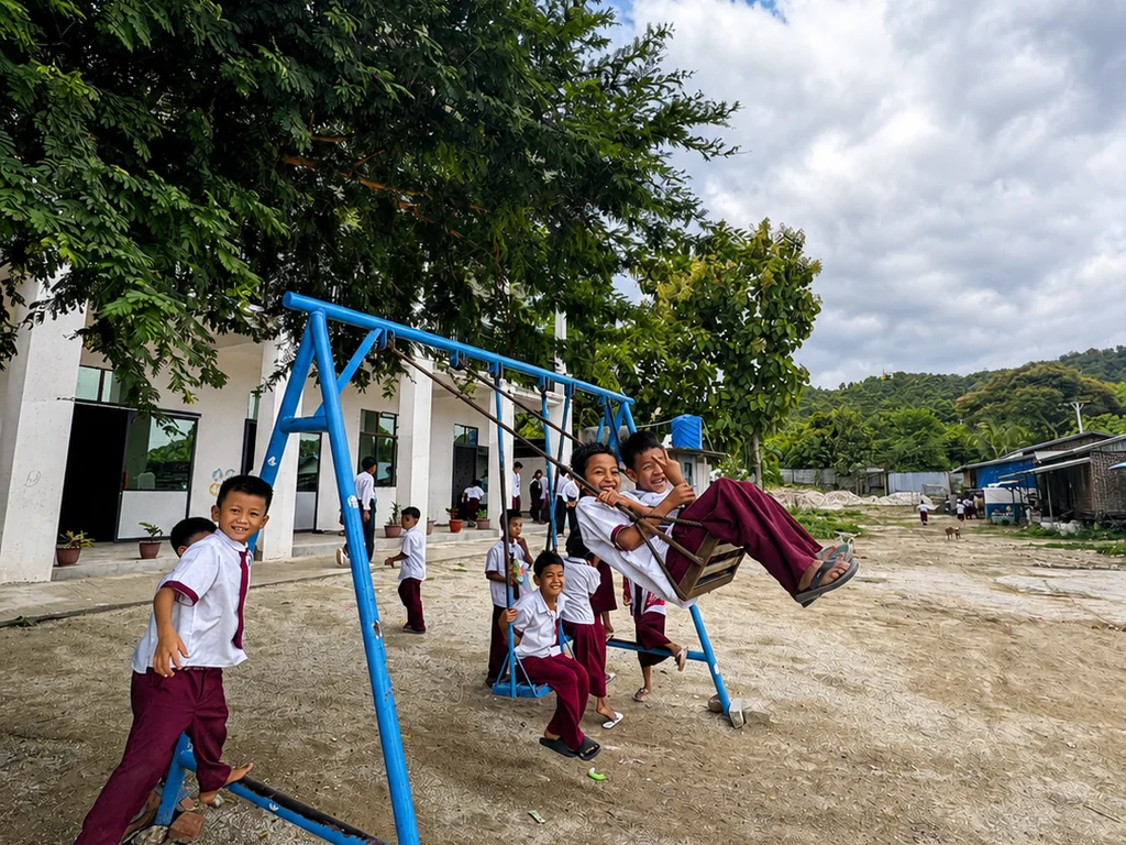 IBEC students playing together on the school playground
