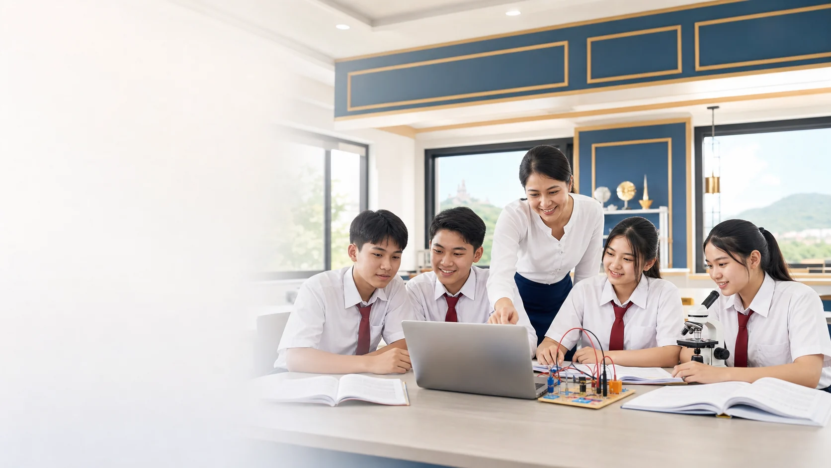 Teacher and students learning together